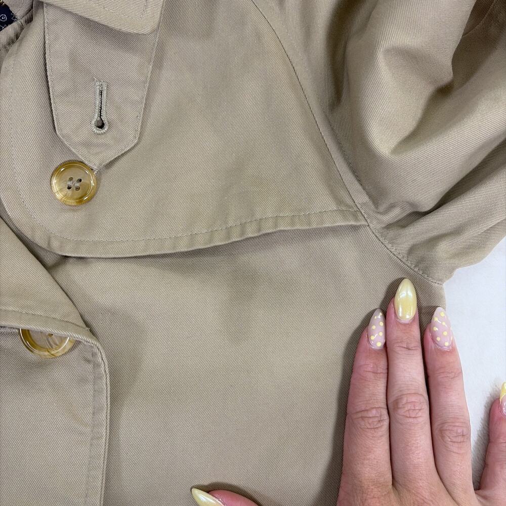 Vintage Burberry Women's Size 4 Long Khaki Nova Check Trench Coat 80s Union Made - Picture 14 of 15